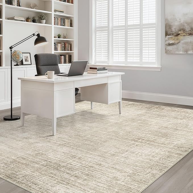 10x12 Area Rug Living Room: Washable Large Neutral Beige Rugs Abstract Soft Modern Stain Resistant Indoor Floor Non-Slip Carpet for Bedroom Nursery Kids Office Playroom Dining Room Under Table Home