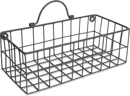 DII Farmhouse Vintage Décor, Wire Wall Basket, Assorted, Gray, 2 Piece