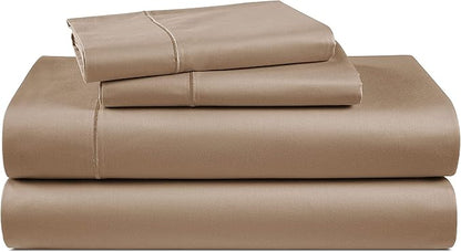 LANE LINEN 100% Egyptian Cotton Full Size Bed Sheets, Machine Washable Naturally Temperature regulating Sustaibable No Pill Fade Resistant Full Size Sheets Set Cotton - Taupe
