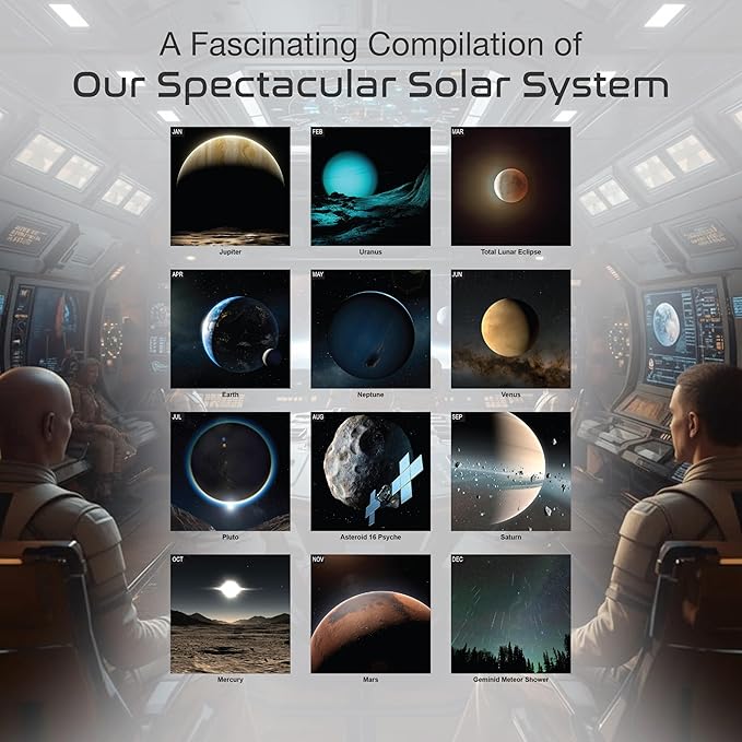 RED EMBER Solar System 2026 Wall Calendar 12 Month | 12" x 24" Open | Thick & Sturdy Paper | Holiday Gift | Space Planets Calendar 2026