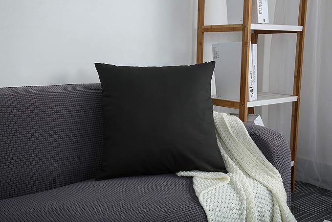 TangDepot Cotton Solid Throw Pillow Covers, 24" x 24" , Charcoal Gray, 1 Count (Pack of 1)
