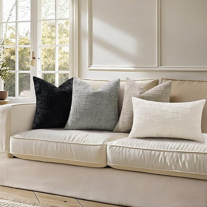 decorUhome Spring Light Brown Chenille Euro Sham Throw Pillow Covers 26x26 Set of 2 Textured Slubby Couch Pillow Covers Farmhouse Accent Modern Neutral Decorative Pillow Cases for Bed Sofa Living Room