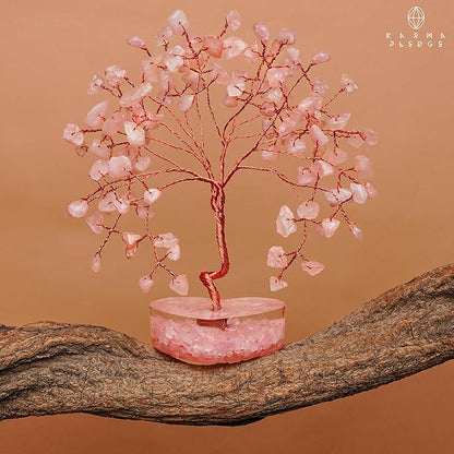 Rose Quartz Crystal Tree Gifts for Women, Handmade Chakra Healing Crystals Tree of Life for Positive Energy, Money, Good Luck, Home and Office Decor, Thoughtful Birthday Gifts for Mom