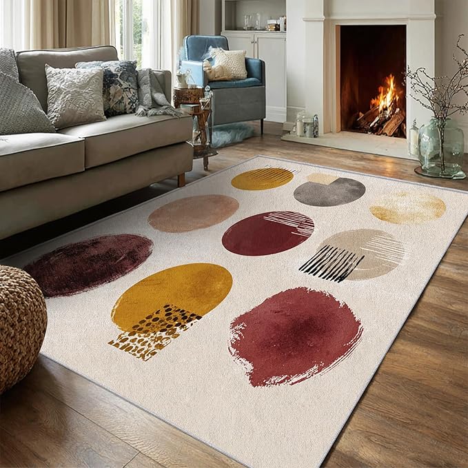 Boho Rug, 3x4 Area Rugs Ethnic Geometric Modern Abstract Pattern for Entryway, Living Room, Bedroom, Boho Home Decor Accessories Indoor Carpet, Non Slip & Machine Washable