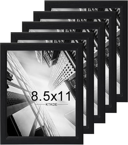 KTKDE 8.5x11 Picture Frame Set of 5,Certificate Frame Black with Clear Plexiglass, 8.5 by 11 Picture Diploma Document Degree Frames for Wall and Tabletop,best gift