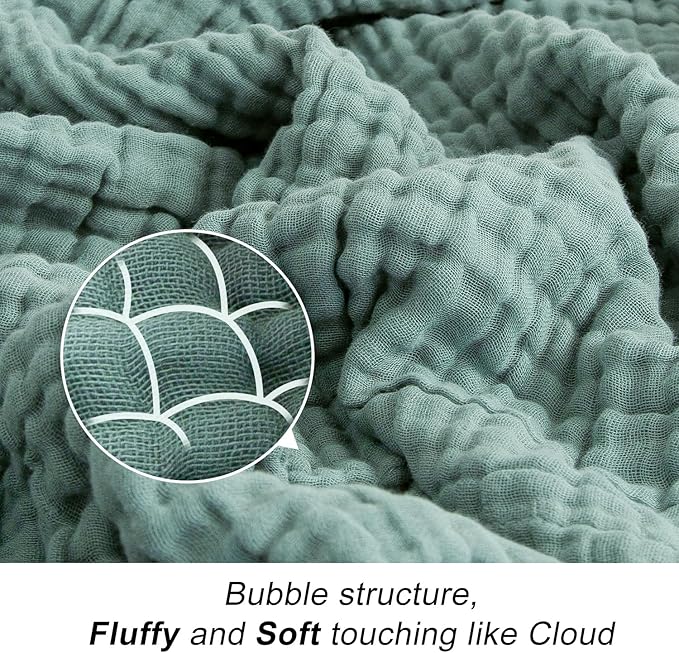 EMME Cotton Blanket Twin XL for Bed Soft Muslin Blankets 66"x90" Lightweight Breathable Layering Bedspread Coverlet All Season Gauze, Teal