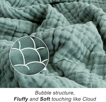 EMME Cotton Muslin Blanket King Size - Soft, Breathable Layering Bedspread Blanket, 108"x90", All Season Gauze, Teal