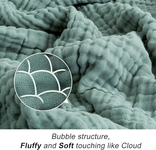 EMME Cotton Muslin Blanket King Size - Soft, Breathable Layering Bedspread Blanket, 108"x90", All Season Gauze, Teal