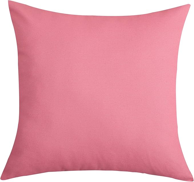 TangDepot Handmade Decorative Solid 100% Cotton Canvas Throw Pillow Covers/Pillow Shams, (22"x22", Pink)