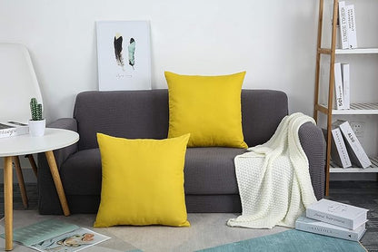 TangDepot Handmade Decorative Solid 100% Cotton Canvas Throw Pillow Covers/Pillow Shams, (28" x28" , Deep Yellow, 1 Count (Pack of 1))