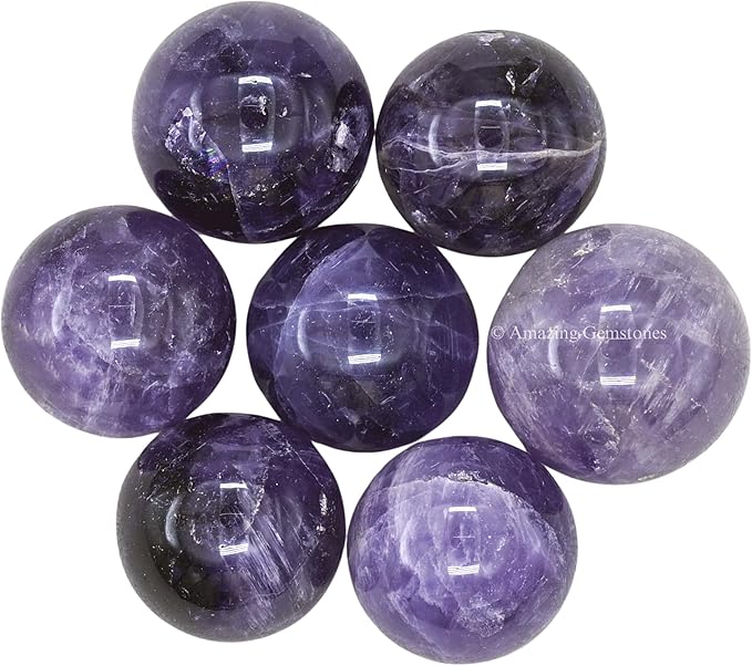 Amazing Gemstone Amethyst Crystal Ball - 1" Inches Crystal Sphere Meditation Balls for Witchcraft and Decorative Balls - Crystals and Healing Stones Beginners Gift (Pack of 1)