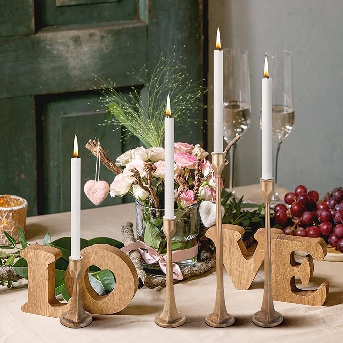 Iron Taper Candle Holder - Set of 4 Decorative Candle Stand - Candlestick Holder Set for Wedding, Dinning, Party