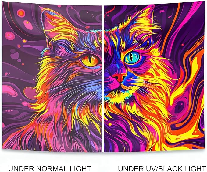 seewan Blacklight Tapestry UV Reactive Glow In The Dark, Neon Animal Skull Psychedelic Galaxy Wall Hanging for Bedroom Dorm Living Room Home Decor Backdrop Decor