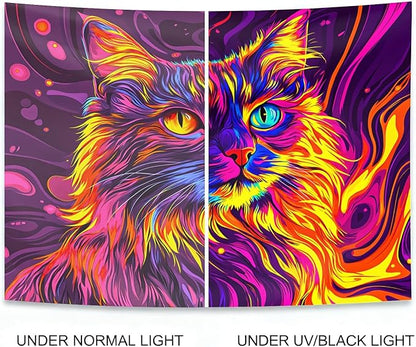 seewan Blacklight Tapestry UV Reactive Glow In The Dark, Neon Animal Skull Psychedelic Galaxy Wall Hanging for Bedroom Dorm Living Room Home Decor Backdrop Decor