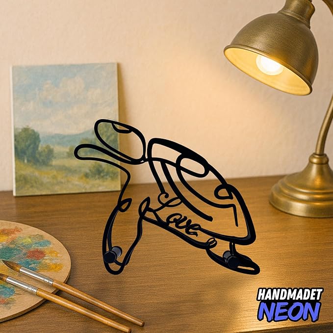 Personalized Sea Turtle Minimalist Sculpture, Custom Pet Name Metal Desk Decor, Decorative Aesthetic Table Sign Gifts For Ocean Lovers, Kids Room, Beach House Decorations