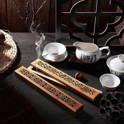 Incense Holder for Sticks, Bamboo Wood Incense-Stick Holder Ash Catcher, Incense Burner Holder for Meditation Yoga Spa Room Decor, 9.3 inch