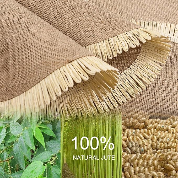 FunWheat 15 Inch Round Jute Placemats Set of 12, Braided Burlap Table Mats for Dining Table, Heat Resistant Farmhouse Woven Placemats for Fall Farmhouse Decor (Coarse-Edged Sunflower)