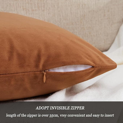 GIGIZAZA Pillow Covers 20x20 Velvet Decorative Pillows Sofa Couch Throw Pillow Covers Dark Burnt Orange Pack of 2 Cushion Covers