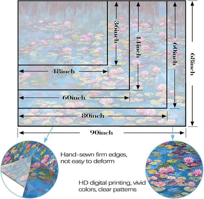kampdream Landscape Tapestry, Scenery Art Wall Tapestries, Nature Wall Decor for Bedroom Living Room Backdrop Blue Impressionist Pond Lotus 36×48 inches