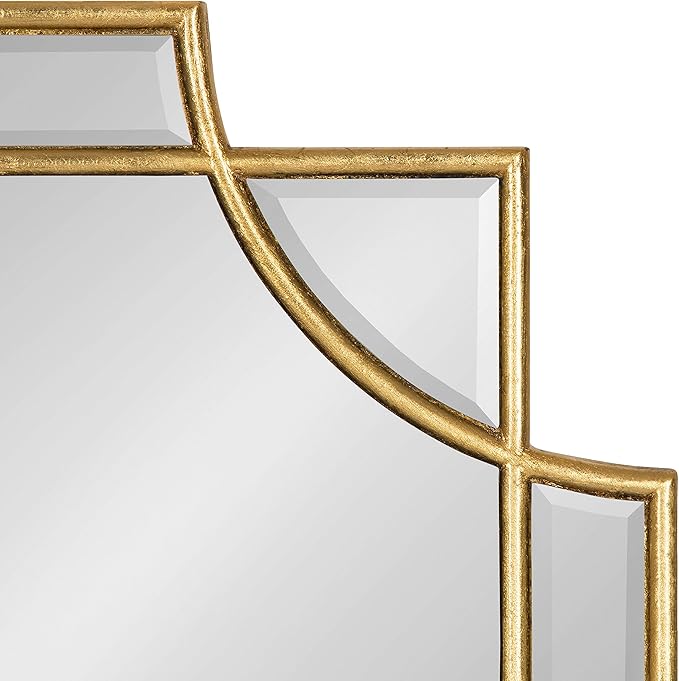 Kate and Laurel Minuette Glam Wall Mirror, 16 x 42, Gold, Elegant Traditional Home Decor with A Boho Charm