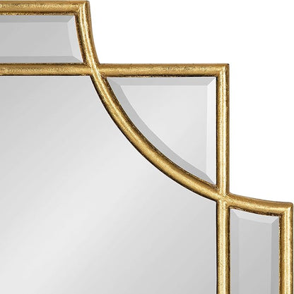 Kate and Laurel Minuette Glam Wall Mirror, 16 x 42, Gold, Elegant Traditional Home Decor with A Boho Charm