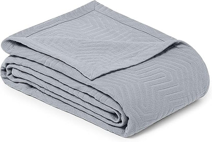 Threadmill Luxury Cotton Blankets for Queen Size Bed | All-Season 100% Cotton Queen Size Blanket | Aster Jacquard Cozy Lightweight, Soft Breathable Coverlet fits Full Size Bed, 90x92 | Scottish Grey