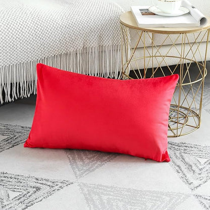 Artscope Luxury Velvet Pillow Covers Decorative Rectangle Pillowcases Soft Solid Cushion Cases for Couch Sofa Bedroom Car Decor 16x24 Inch Red