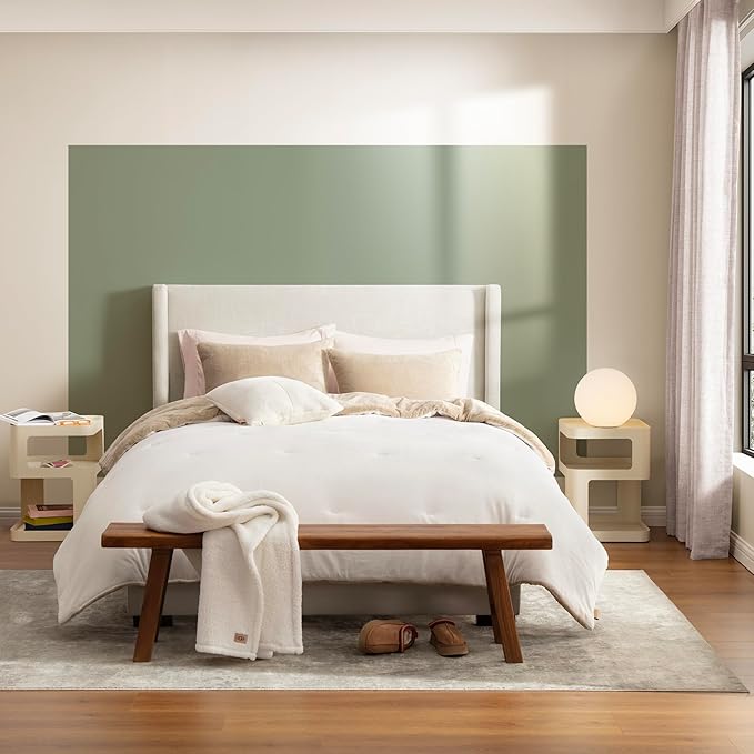 UGG Full/Queen Comforter Set 5 Piece Bed in a Bag with Throw Blanket, Decorative Pillow, Shams, Reversible Hypoallergenic Washable Luxury Warm Fluffy Bedding Set, Brown Birch (Remina)