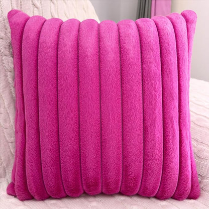 2 Pack 22x22 Pillow Cover Velvet Pillow Covers, Faux Fur Square Throw Pillow Covers for Living Room Decorations Throw Pillow Case, Throw Pillow Cover Cushion Cover for Home Sofa Bedroom Car, Hot Pink