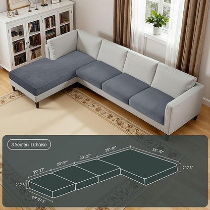 Hokway Chaise Cover Set Individual Couch Cushion Slipcovers Reversible Cushion Protector for L-Shape Sofa