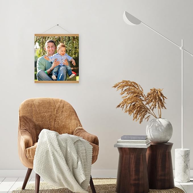 SZDHHH Custom Photo Prints with Magnetic Hanger Frame Canvas Poster Prints With Your Photos Personalized Hanging Poster Pictures Wall Art Decor Framed for Home Decor Gifts Keepsakes (16" Lx16 W)
