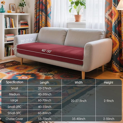 Hokway Couch Cushion Covers Christmas Wine Red Stretch Cushion Covers Sofa Seat Cushion Slipcover Cushion Protector(Wine, Medium)