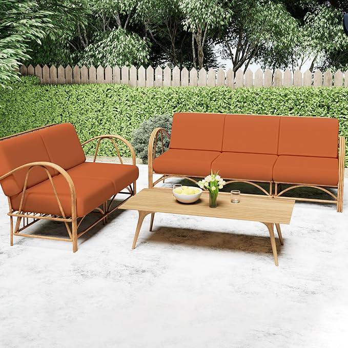 Smiry Printed Couch Cushion Covers, Stretch Soft Couch Covers for Sofa, Washable Non-Slip Sofa Slipcover Furniture Protector for Indoor and Outdoor (Medium,Rust)