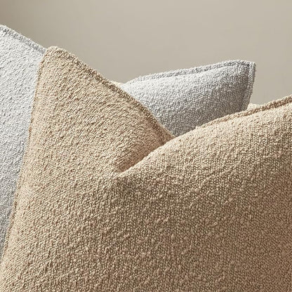 JUSPURBET 24x24 Pillow Covers Set of 2 Decorative Throw Pillow Covers Case for Couch Sofa Bed Soft Boucle Textured Cushion Covers with Hidden Zipper for Home Decor Living Room,Oatmeal