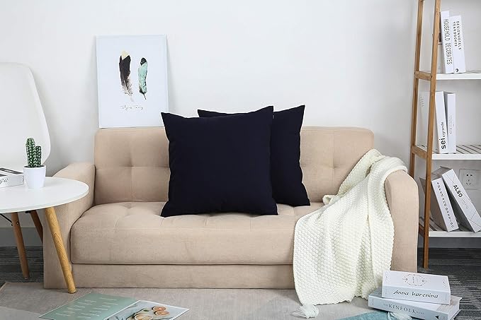 TangDepot Cotton Solid Throw Pillow Covers, 24" x 24" , Dark Navy, 1 Count (Pack of 1)