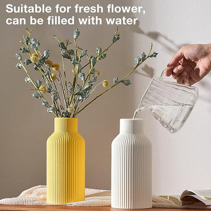 Mfacoy White Ceramic Flower Vase, Minimalist Decor, Modern Home Decorative Vase, Small Pampas Grass Vases For Kitchen, Bedroom, Office, Living Room, Bathroom, Shelf Centerpiece Table Decorations(8 in)