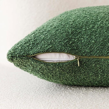 Foindtower Textured Boucle Throw Pillow Covers Accent Solid Pillow Cases Cozy Soft Decorative Couch Cushion Case for Chair Sofa Bedroom Living Room Home Decor, 18 x 18 Inch,Hunter Green