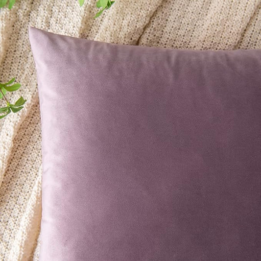 EMEMA Pack of 2 Velvet Throw Pillow Covers Decorative Square Pillowcase Soft Solid Cushion Case for Sofa Bedroom Chair Car 18x18 Inch Pink Purple
