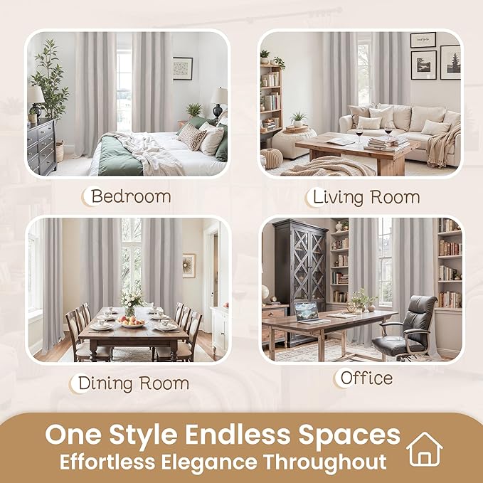 BGment Oatmeal Blackout Curtains for Living Room - 84 Inch Long Linen Textured Thermal Insulated Total Sun Blocking Bronze Grommet Window Drapes for Farmhouse, 2 Panels, 52 x 84 Inch