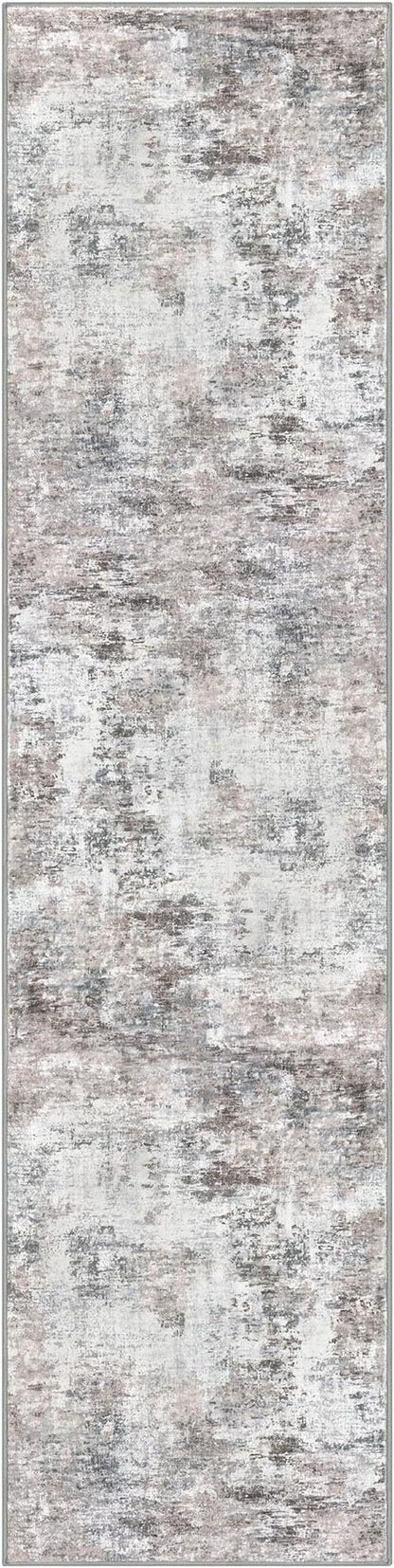 Modern Abstract 3x10 Runner Rug, Beige Grey Neutral Washable Long Kitchen Runner Non-Slip Soft Hallway Rug Runner Thin Print Faux Wool Carpet for Entryway Hall Bedroom
