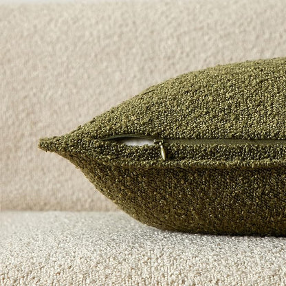 JUSPURBET 26x26 Pillow Covers Set of 2 Decorative Throw Pillow Covers Case for Couch Sofa Bed Soft Boucle Textured Cushion Covers with Hidden Zipper for Home Decor Living Room,Olive Green