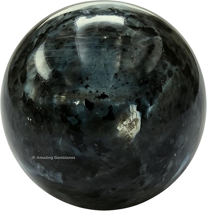 Amazing Gemstone Larvikite Crystal Ball with Stand - 1.5" Inches Crystal Sphere Meditation Balls for Witchcraft and Decorative Balls