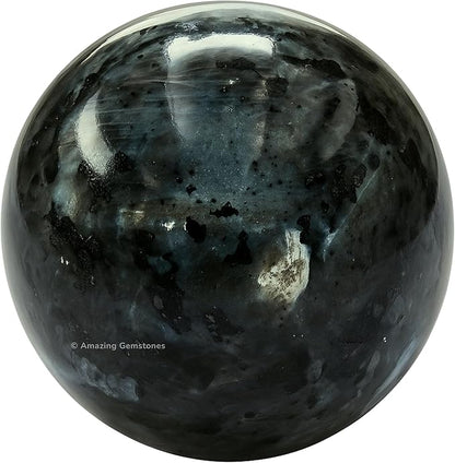 Amazing Gemstone Larvikite Crystal Ball with Stand - 1.5" Inches Crystal Sphere Meditation Balls for Witchcraft and Decorative Balls