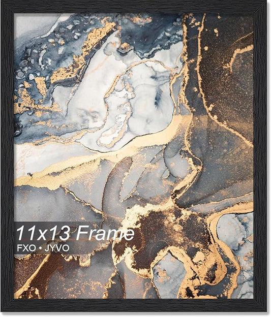 Engineered Wood 11x13 Picture Frame, Black Frame for 11 x 13 Inch Picture Poster Photo, Light Weight 11 by 13 Frame with Wood-grain for Wall - 1 Pack/Black/11 x13