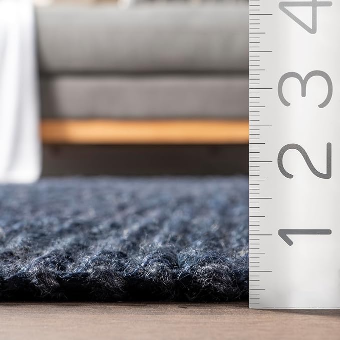 Nuloom Daniela Navy, 7'6" x 9'6", Handmade, Jute, Tassel, Soft and Textured, High Traffic, Stain Resistant, Easy Clean, Durable Area Rug for Bedroom, Living Room, Dining Space, Foyer, Entryway
