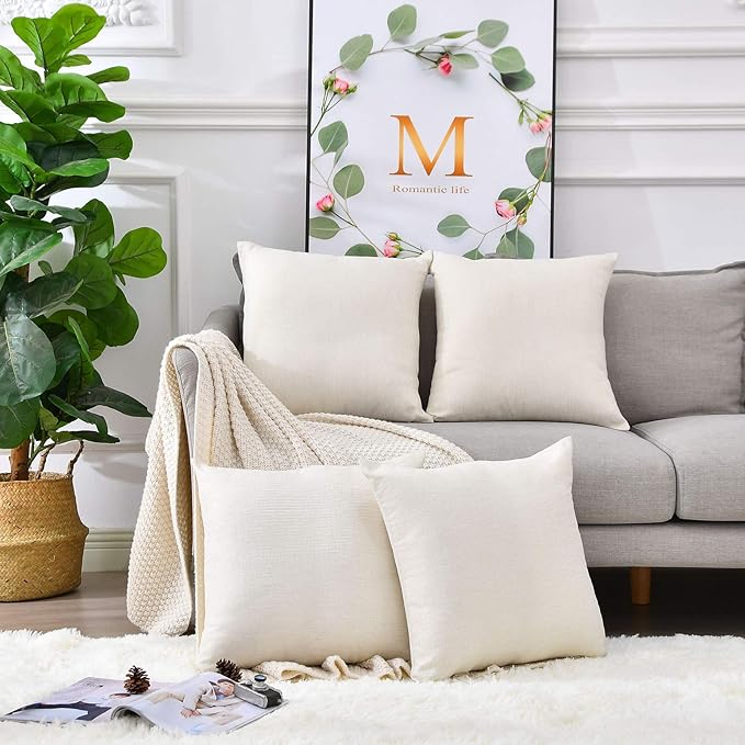 Pack 8 Linen Throw Pillow Covers Set Cushion Case for Sofa Bedroom Car, Blank for HTV Iron on Design,18x18 Inch
