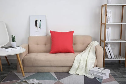 TangDepot Cotton Solid Throw Pillow Cover, 12 inch x 12 inch, Coral