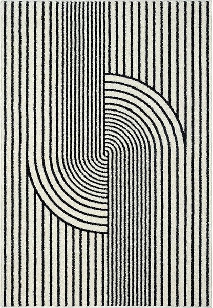 Abani Nuevo Collection Area Rug - Mid-Century Black and White Arch Knot Design - 2' x 3' - for Living Room, Bedroom & Office