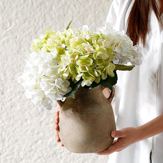 Ceramic Rustic Flower Vase, 7.48 Inch Pottery Modern Vase for Shelf, Tabletop, Vintage Farmhouse Home Decor for Coffee Table, Living Room, Mantle, Fireplace, Entryway