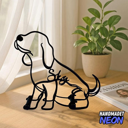 Personalized Beagle Dog Sitting Minimalist Sculpture, Custom Dogs Name Metal Desk Decor, Aesthetic Table Sign Gifts for Officer, Friends, Animal Lover, Kids, Mom, Dad